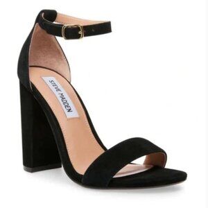 STEVE MADDEN CARRSON BLACK SUEDE SANDAL HEELS- size 7